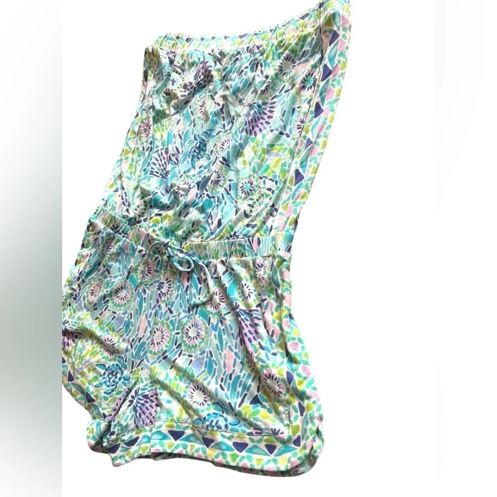 Lilly Pulitzer Rikki Romper Floral Blue Green Sz M
